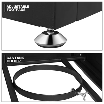 MoNiBloom 28 in Square Propane Fire Pits Table, 50000 BTU Outside Dinning Propane Outdoor Fire Pit Table Top with Lid, for Patio Deck Garden Backyard,Black