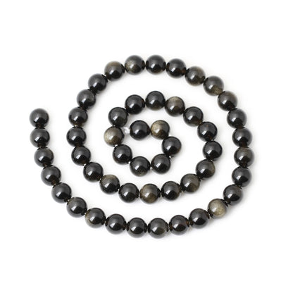 CHEAVIAN 45PCS 8mm Natural Golden Obsidian Gemstone Round Loose Beads Crystal Energy Stone Healing Power for Jewelry Making 1 Strand 15"