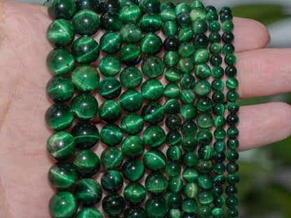 Zenkeeper 108Pcs Green Tiger Eyes Spacer Loose Beads Bulk with Holes Handcrafted for DIY Bracelets Jewelry Making Crafts Supplies