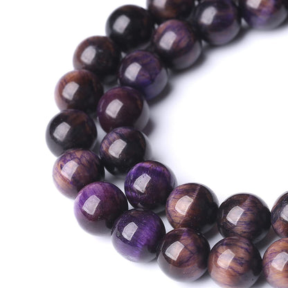 Natural Purple Tiger Eye Beads Round Loose Stone Beads Energy Gemstone Healing Power for Jewelry Making 1 Strand 6mm 60pcs