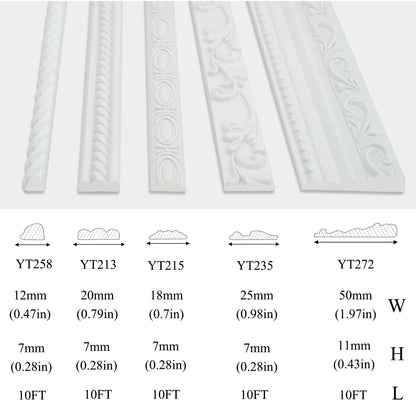 YEFANXI - Flexible White PVC Wall Molding Trim Self-Adhesive, 0.47IN*0.28IN, 10FT Roll, Corner Cover Decorative Peel and Stick Molding for Outdoor, Home, Office - Paintable