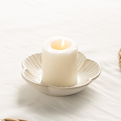 Ceramic Pillar Candle Holder Plates, Decorative Candlestick Holder, Tea Light Incense Santo Palo Holders, for Dinning, Party, Wedding, Birthday, Anniversary Decorations, 1pack (White)