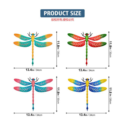 Metal Dragonfly Wall Decor, 4 Pack 13 inch Metal Dragonflies Wall Hanging Sculpture Decorations for Outdoor, Yard Patio Fence Garden Outside Exterior Decor