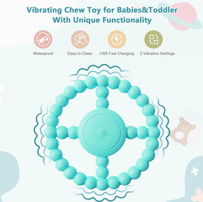 Vibrating Sensory Teething Toys,Baby Toys 6-18 Months, Autism Support & Oral Development, USB Rechargeable Teether for Toddlers, 1-2 Year Old Boys Christmas Girls Gifts idea(Green)