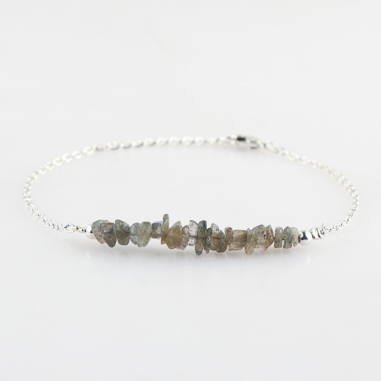 Gemimpression Handmade Labradorite Chips Bracelet – Natural Energy Healing Crystals – Adjustable Silver Plated 8 Inch Chain – Gift for Her – Mother’s Day Gift