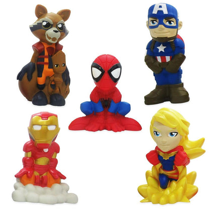 Disney Store Official Avengers Bath Toys Set - Includes 5 Detailed Toys with a Straining Storage Bucket - Bath Time Fun and Water Play Set for Kids