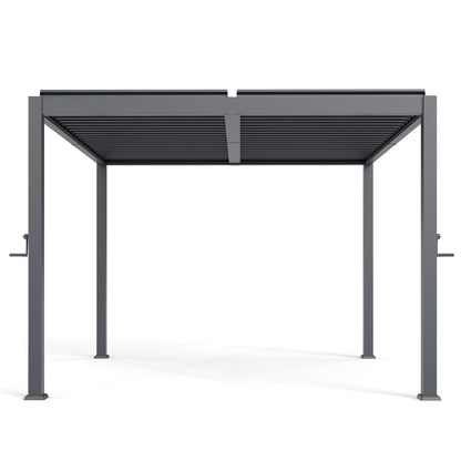 10' x 10' Outdoor Aluminum Louvered Pergola with Adjustable Roof, Upgraded Side Short-Rod Control, Easy Assembly, Modern Hardtop Gazebo for Patio, Deck, Backyard, Garden