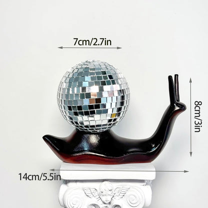 Black Disco Snail Handmade Disco Ball Snail Figurine Home Ornaments Aesthetic Room Decor Funky Decor Sculptures and Figurines Table Ornaments Shelf Office Display Unique Gift Disco Art