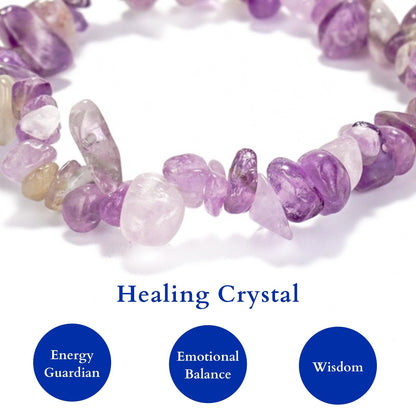 Herxion Amethyst Bracelet for Women - Natural Purple Gemstone Raw Irregular Chips Beads Stretch Healing Crystal Bracelets- Stone of Wisdom, Emotional Balance & Energy Guardian