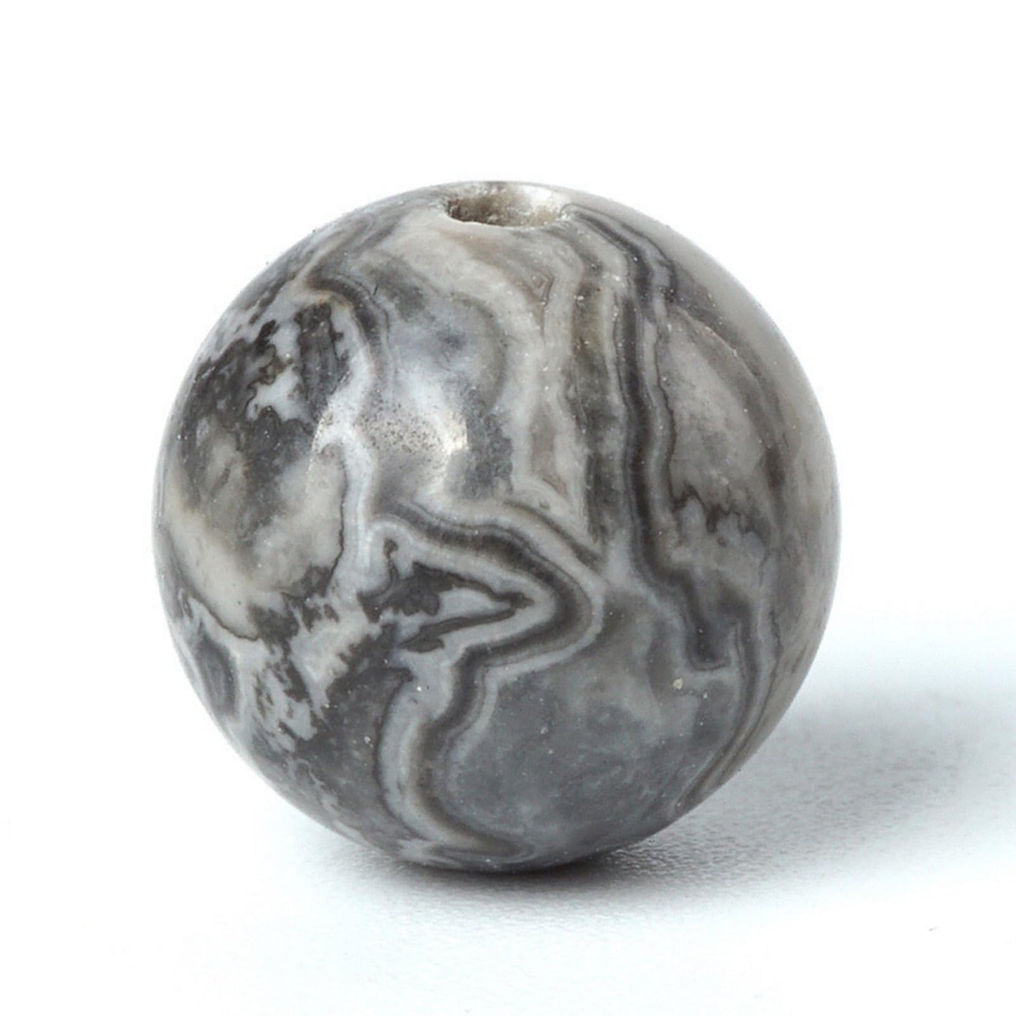 100Pcs Natural Stone 8mm Grey Map Round Loose Gemstone Energy Healing Beads Hole Size 1mm DIY Smooth Beads for Bracelet Necklace Earrings Jewelry Making
