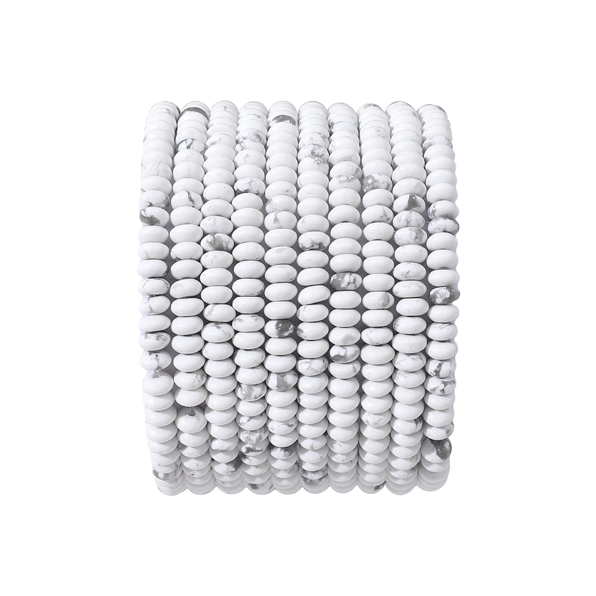 BEADIA Natural White Howlite Disk Stone Beads 4x2mm 160pcs Rondelle Loose Semi Gemstone Beads for Jewelry Making Design