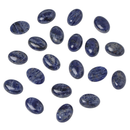 Loveliome 18x13mm Oval Cabochons Flatback Crystal Stone Gemstones Beads for Jewelry Making DIY Pack of 10, Sodalite