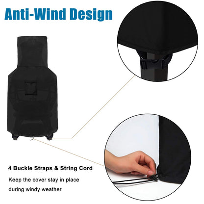 WOMACO Chiminea Cover Waterproof Patio Chiminea Fire Pit Cover Heavy Duty Weather Resistant Outdoor Chimney Protective Cover (25" D x 50" H, Black)