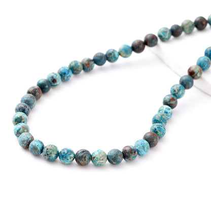 8mm 45pcs DIY Natural Blue Pattern Agate Stone Beads Round Healing Crystal Gemstone Loose Beads for Jewelry Making Handmade Bracelet Necklace