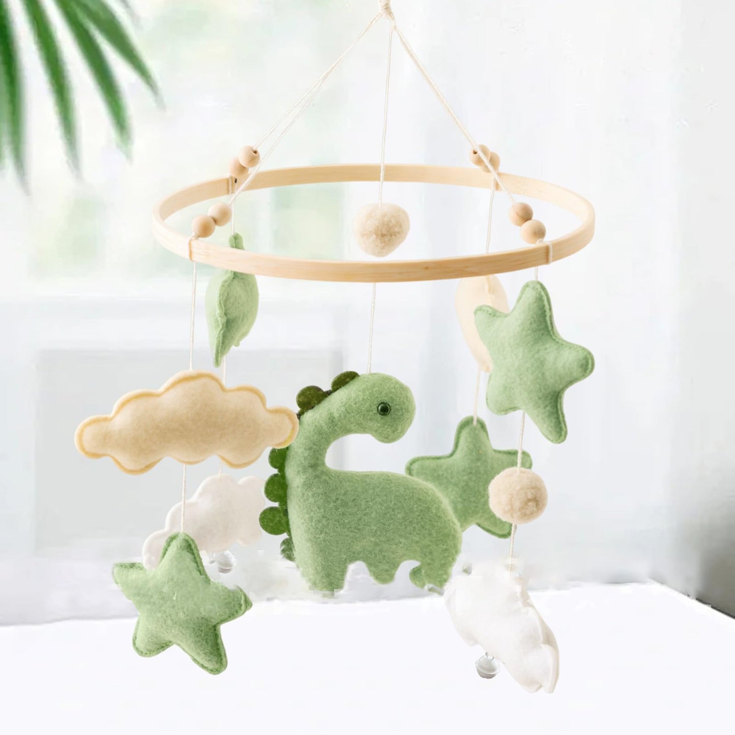 Baby Crib Mobile for Boys Girls, Nursery Decor Mobile for Bassinet, Gender Neutral Mobile Crib Accessories for Infant Bedroom Hanging Newborn Gift - Dinosaur Diplodocus, Cloud, Stars