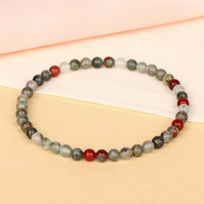 LPBeads Handmade Natural Gemstone Stretch Elastic 4mm African Bloodstone Bracelet Healing Crystal Round Stone Beads Jewelry Gifts for Women Men