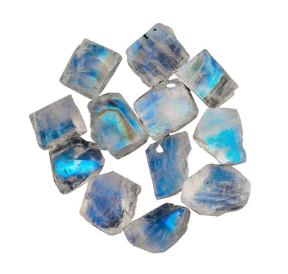 50carats Real Raw Blue Moonstone Gemstone, Rough Crystals, DIY Jewelry Making, Wire Wrapping, Chakra Healing Crystals, Loose Stones, Wholesale Lot, June Birthstone, Natural Rainbow Moonstone Pack