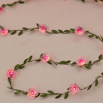 Cherry Blossom Vine Lights 13ft 40 LED Flower String Lights USB Plugin & Battery Operated Fairy Lights with Timer 8 Modes Remote Decorative Light for Mother's Day Graduation Bedroom Wedding Party