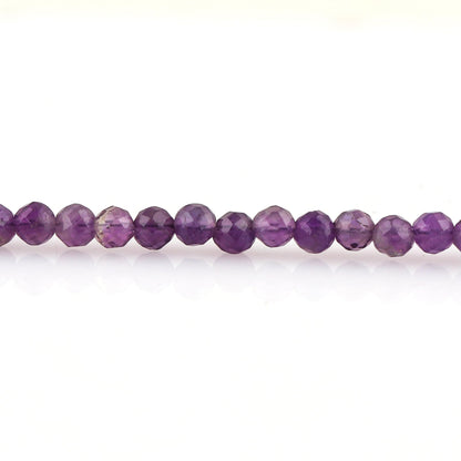 GEMKORA Natural Real Amethyst Crystals Bracelet, 3mm Best Grade Micro Cut Beads, Chakra Healing Gemstone, Beautiful Simple Jewelry, Silver Plated Jewelry 7+1 inch