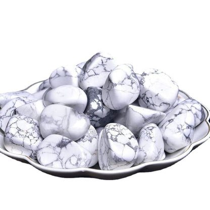 White Howlite Healing Crystal Stones, 1.25-2.0" Large Reiki Healing Gemstones Natural Tumbled Polished Stones for Energy Witchcraft Therapy Meditation