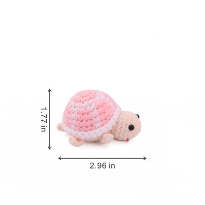 caiyjhao 2PCS Fun Crochet Turtle Mini Crochet Art is Suitable for Rooms, Bedrooms, Office Study Tables, Car Decorations, Birthdays, Graduation, (Pink)