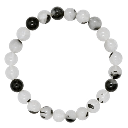 Amazing Gemstone Crystal Bracelet for Women Men's Gifts - Protection Healing Crystal Bracelet - 8mm Gemstone Beaded Stretchable Bracelet Pulseras Para Hombres Mujer Stocking Stuffers Mothers Day Gift (Black Rutilated Quartz)