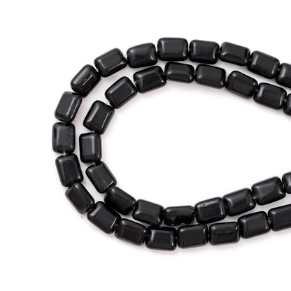 6×8mm Natural Black Agate Flat Square Stone Beads Rectangle Healing Crystals Loose Gemstone Beads for Jewelry Making DIY Bracelets Necklaces
