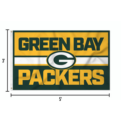 Rico Industries NFL Football Green Bay Packers Bold 3' x 5' Banner Flag Single Sided - Indoor or Outdoor - Home Décor