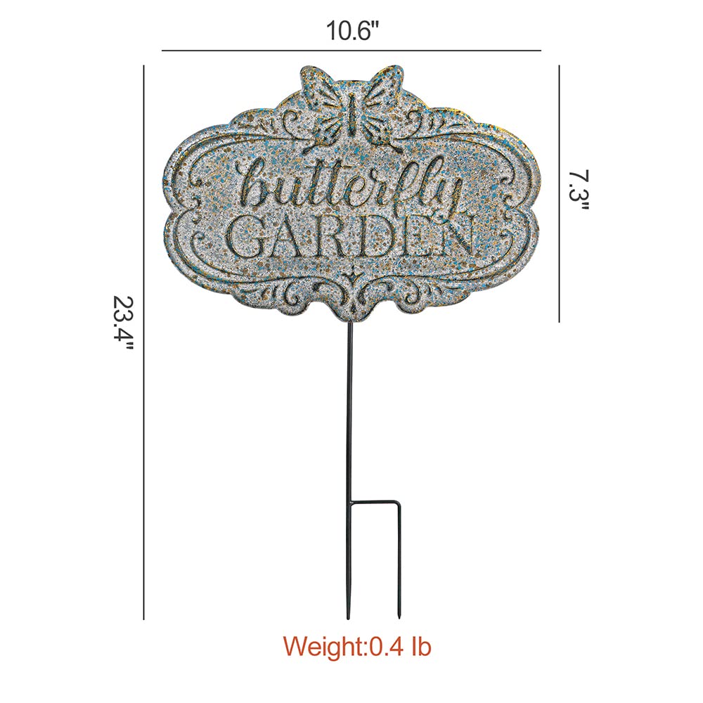 Chic Garden Decorative Butterfly Wall Signs Metal Yard Signs(Incl Stake and Chain)