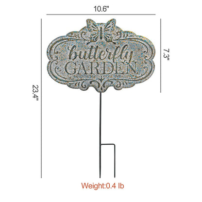 Chic Garden Decorative Butterfly Wall Signs Metal Yard Signs(Incl Stake and Chain)