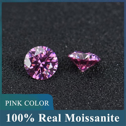4-10mm Loose Moissanite Stone Garnet Pink Color Various 4 Colors Moissanites Gesmtone 0.3-4ct VVS1 Clarity Gems (Dark Pink, 6.5mm 1ct)
