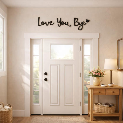 Wooden Love You Bye Sign Home Decor - Boho Farmhouse Wall Art Decor for Stylish Living Room, Hallway Entryway, Wall Decor Door Sign Gift Family Lovers