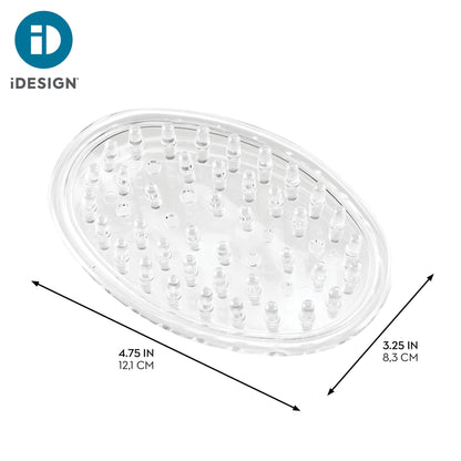 iDesign Plastic Soap Dish, Soap Saver, and Kitchen Sponge Holder - Set of 3, 0.75” x 3.25” x 4.75”, Clear