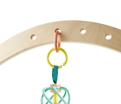 Hape Apple Grab Toy - Silicone & Wood Baby Rattle & Teether – Sensory Development Toy with Gentle Sound, Soft Chewable Rings, Easy Attachment for Crib & Stroller – for Babies 0-18 Months
