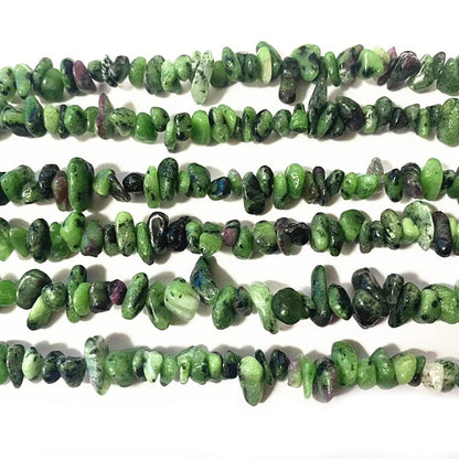 jodaying 7-8mm Natural Ruby Zoisite Gemstone Chips Healing Gravel Bracelets Necklace Kit Irregular Tumble Stone Beads DIY Crafts Design Jewelry Making 32"