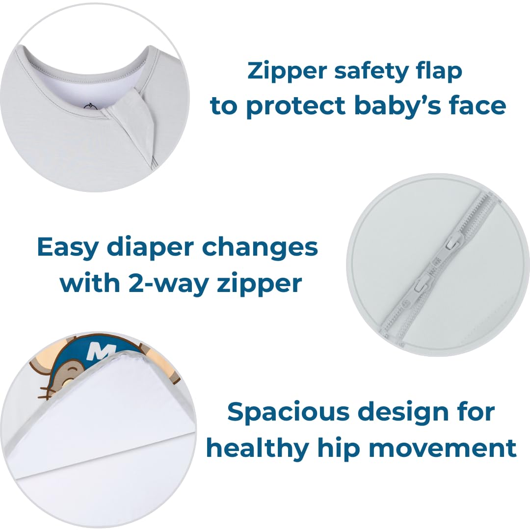 YumiBabe Premium Newborn Baby Sleep Sack, Organic Bamboo Wearable Blanket 0.5 tog, Ultra-Soft, Safe, Breathable Baby Sleeping Bag 0–6 months 2‑Way Zipper
