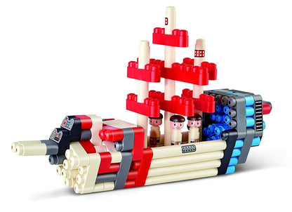 Hape PolyM Space Adventure Rocket Construction Kit | 138 Piece Building Brick Toy Play Set for Kids - Figurines and Accessories Included