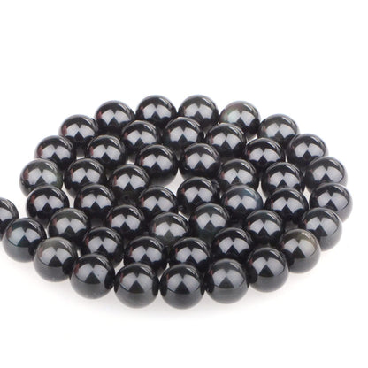 Bymitel 90 pcs Natural Genuine Real Round Loose Stone Beads Gemstone Spacers for Charm DIY Jewelry Making 15.5" per Strand 4mm (Black Obsidian, 4mm)