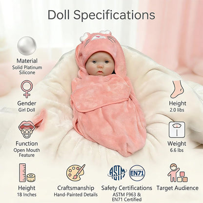 Aniiyy 18 Inch 6.39lbs Full Body Silicone Baby Dolls Realistic Toddlar Baby Dolls,Silicone Reborn Baby Dolls Girl, Not Vinyl Dolls