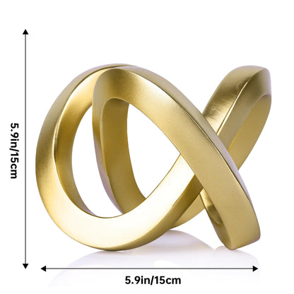 DOVDOV Gold Knot Decorative Sculpture, Gold Room Decor Aesthetics, Mobius Ring Statue for Shelves Living Room tv Cabinet Office Cabinet Above Coffee Table Decor Accents.