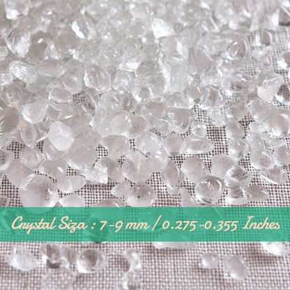 SigMntun Polished Clear Quartz Crystal Chips 200 Pcs - 0.3", Tumbled Stone Chips Crushed Sea Glass Stones Healing Reiki Crystal Making Home Decoration