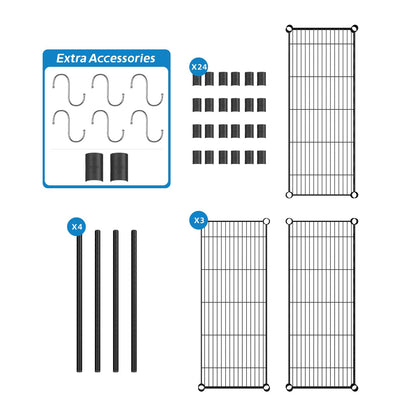 Guan River 3-Shelf Adjustable Metal Shelf Wire Shelving Unit Storage Rack Display Shelf for Office,Kitchen,Bedroom,Bathroom,Laundry,Pantry Basement,Garage(Black,36" L x 14" W x 30" H)