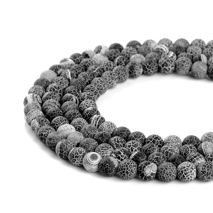10mm Natural Black Frosted Agate Gemstone Round Loose Beads Crystal Stone Bracelet Necklace Accessories Crafts for Jewelry Making DIY,1 Strand 15"
