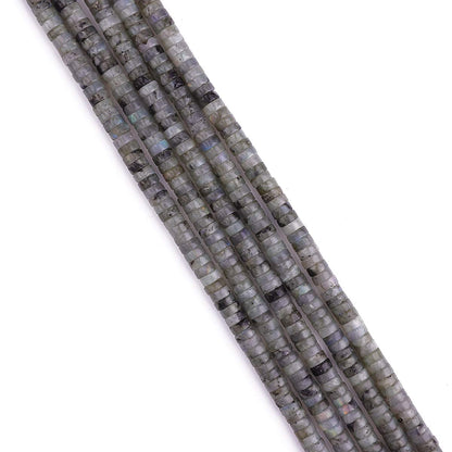 BEADIA Natural Spectrolite Spacer Beads Caps Loose Semi Gemstone for Beading Jewelry Making 6mmx3mm 38cm
