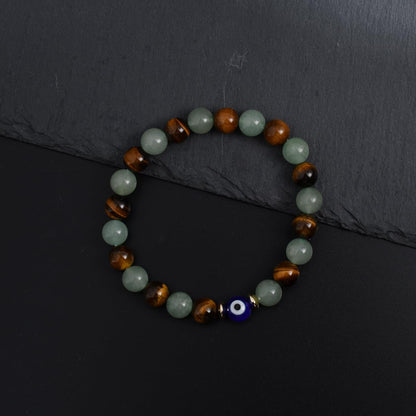 DLYFNVEV Money Attraction Bracelet Wealth Luck Fengshui Green Aventurine Tigers Eye Evil Protection Beaded Healing Crystal Natural Stone Jewelry Gifts For Men