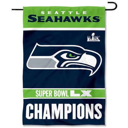 Seattle Seahawks Super Bowl LX Champions Yard Garden Banner Flag