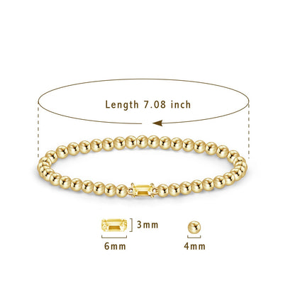 Free bird November Birthstone Bracelet Citrine Bracelet 14K Gold Plated Stretch Birthstone Beaded Bracelet with Yellow Topaz Stone Gold Bracelet Jewelry for Women