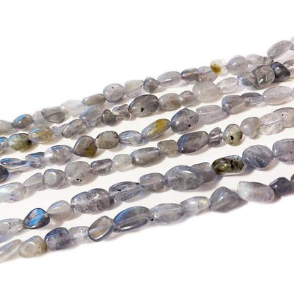 jodaying 6-8mm Natural Labradorite Nuggets Oval Free Tumbled Pebble Semi Precious Gemstone Loose Stone Beads Approx 15.5 inch for DIY Jewelry Making