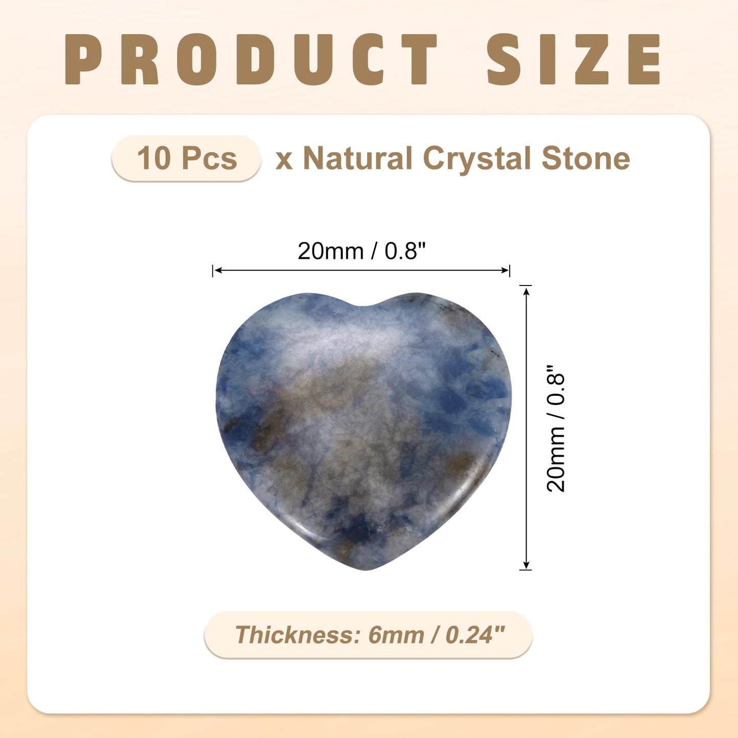 PATIKIL 10Pcs Natural Heart Shaped Crystal Stone, 0.8" Polished Love Gemstone Crystal, Pocket Rock Engraved Worry Stones for Women Valentines Gift Meditation 0.24" Thick, Blue Spot Jasper