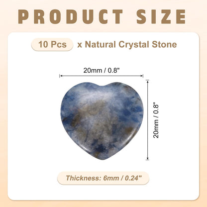 PATIKIL 10Pcs Natural Heart Shaped Crystal Stone, 0.8" Polished Love Gemstone Crystal, Pocket Rock Engraved Worry Stones for Women Valentines Gift Meditation 0.24" Thick, Blue Spot Jasper